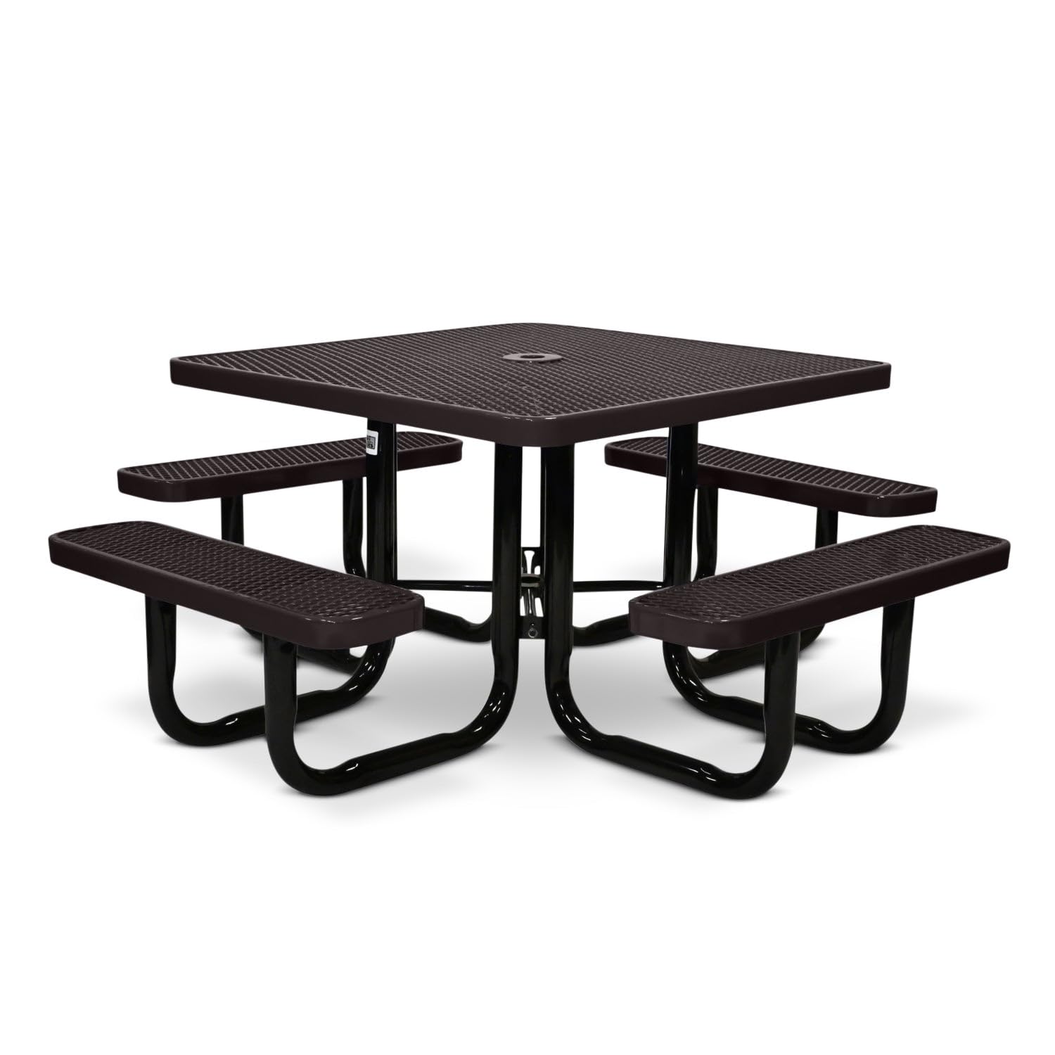 46” Square Heavy-Duty Expanded Metal Brown Picnic Table
