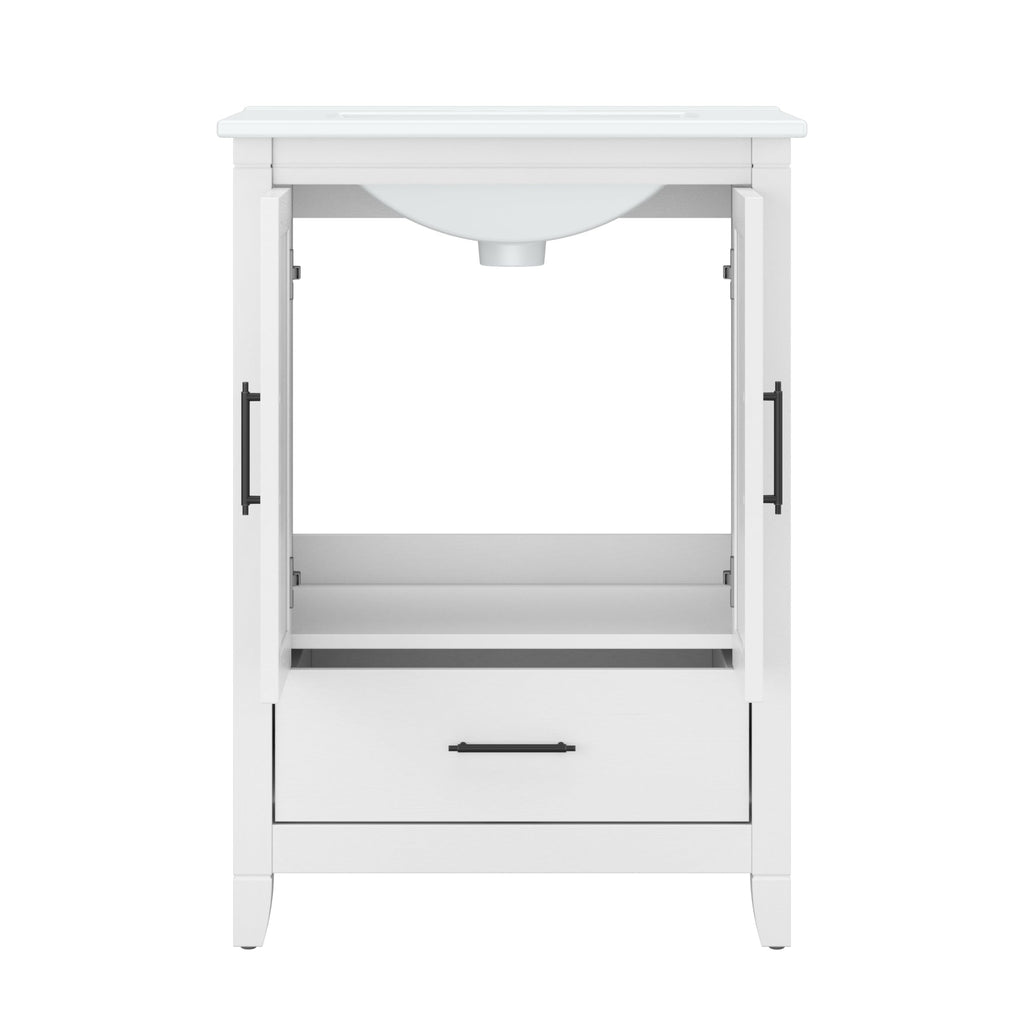Bush Home Key West 48W Double Vanity Set with Sinks and Medicine Cabinets in White Ash