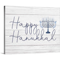 CANVAS ON DEMAND Happy Hanukkah On Barnwood Canvas Wall Art Print by Victoria Borges, Home Decor, Hanukkah, Holiday Artwork,45" x36in