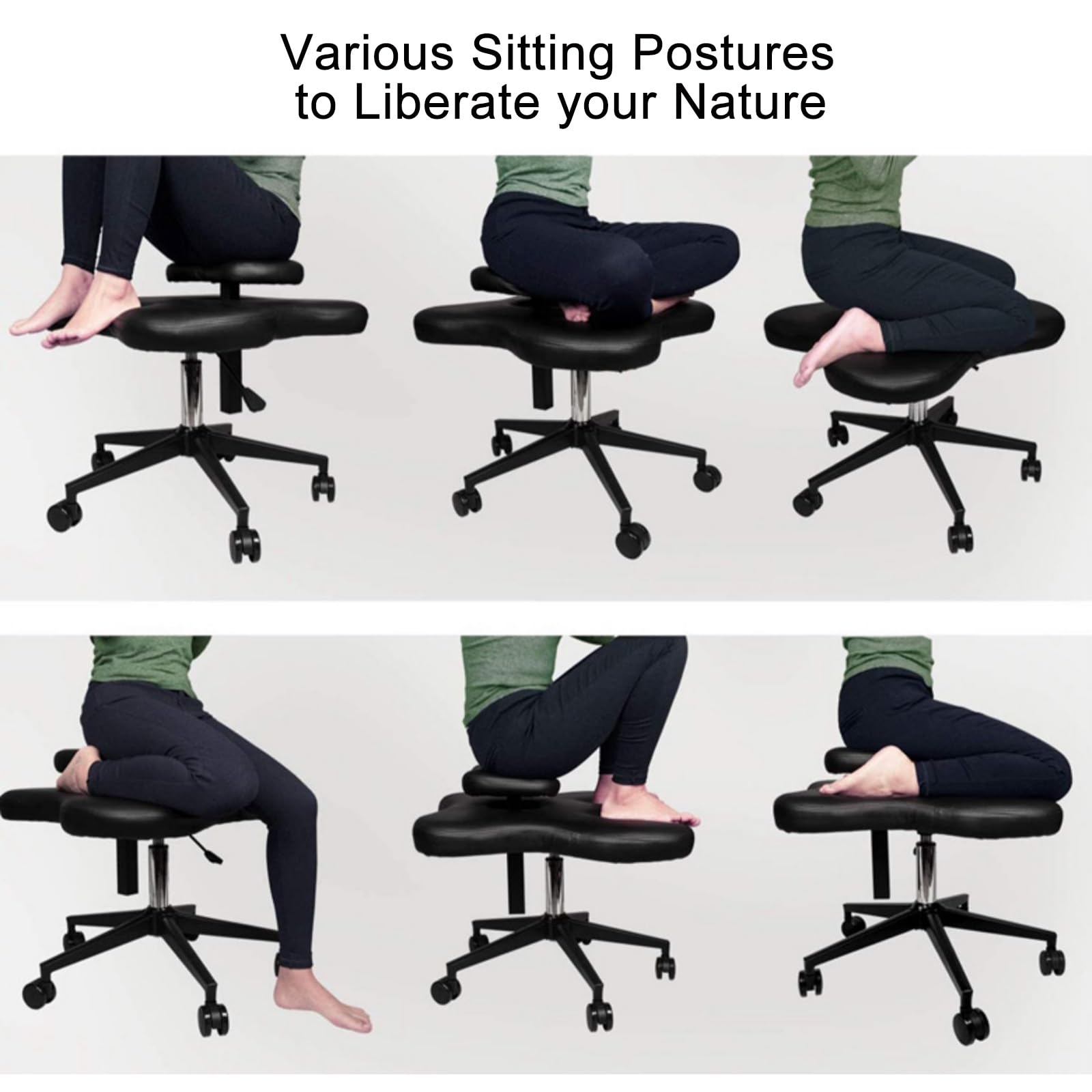 GenSDH Kneeling Chair, Cross Legged Chair with Height Adjustable, Meditation Chair for Office or Home, Ergonomic Posture Corrective Seat, for Relaxation TRAI,Brown-One Size