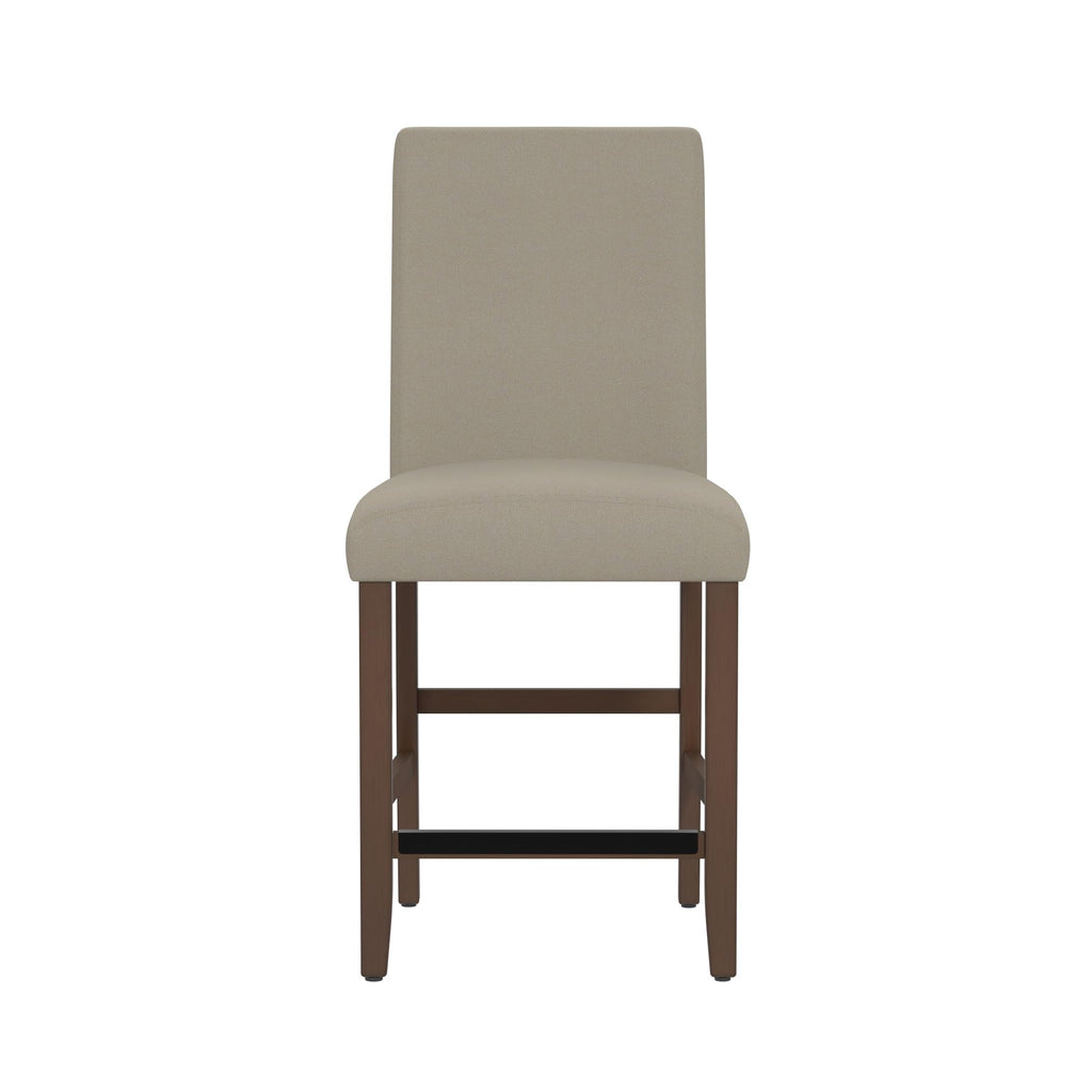 GDFStudio 39.5" H Counter Height Bar Stools Set of 2, Upholstered Kitchen Bar Stools with Back & Footrest, Modern Solid Wood Counter Stools for Kitchen Island Dining Room, Easy Assembly, Walnut Brown