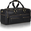 Luxorro Full Grain Leather Duffle Bag for Men | TSA Approved 22x14x9 Carry On Luggage | 22 Inch, 45L Capacity | Overnight Weekender & Travel Duffel | Black