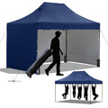 10x15 Heavy Duty Pop Up Canopy Tent, Outdoor Commercial Easy Up Canopy Outdoor Party Tents with 3 Removable sidewalls and Wheeled Bag for Events, Parties, Weddings (Navy Blue)