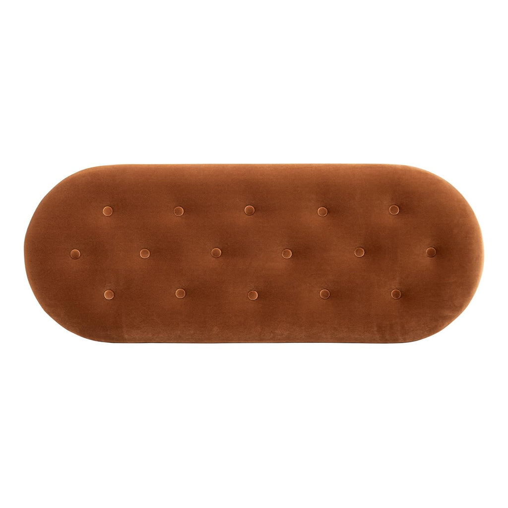Jennifer Taylor Home 48.5" Oval Tufted Bullion Fringe Storage Bench, Burnt Orange Performance Velvet