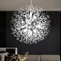 Yiisem Dandelion Crystal Chandeliers, 16-Light Chrome Modern Round Firework Pendant Lighting, Hanging Chandelier Light Fixtures for Dining Room Bedroom Living Room Kitchen Aisle Girls Room