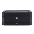 WOLF Windsor 10-Piece Watch Box with Drawer, Black - Features 10 Watch Compartments, Eight Ring Rolls & 17 Jewelry Compartments - Vegan Leather Exterior