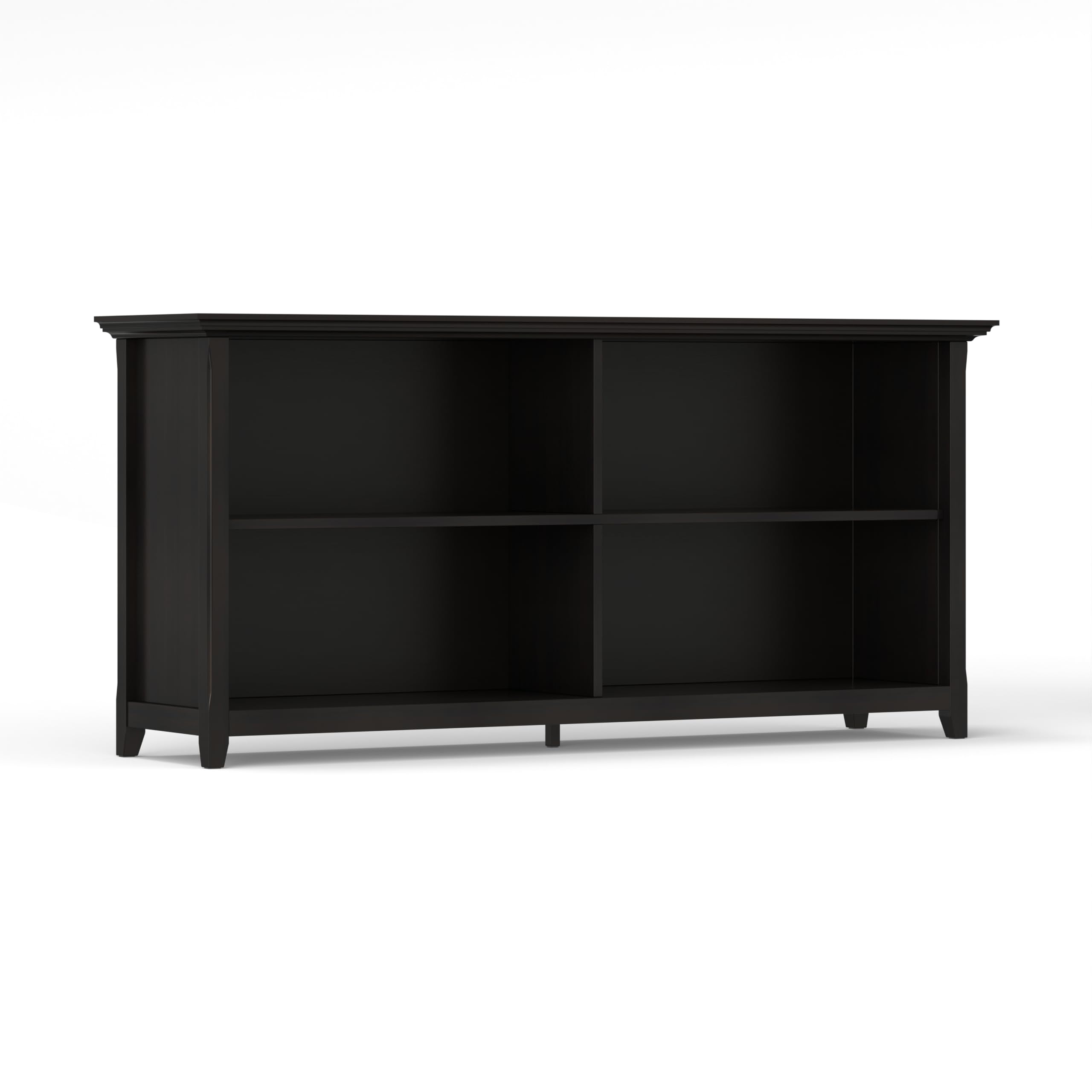 SIMPLIHOME Amherst Bookcase 30 in Tall 4-Shelf Solid Wood Low Bookshelf in Hickory Brown, Transitional Storage Console for Living Room, Entryway or Home Office with Adjustable Shelves & Tapered Legs