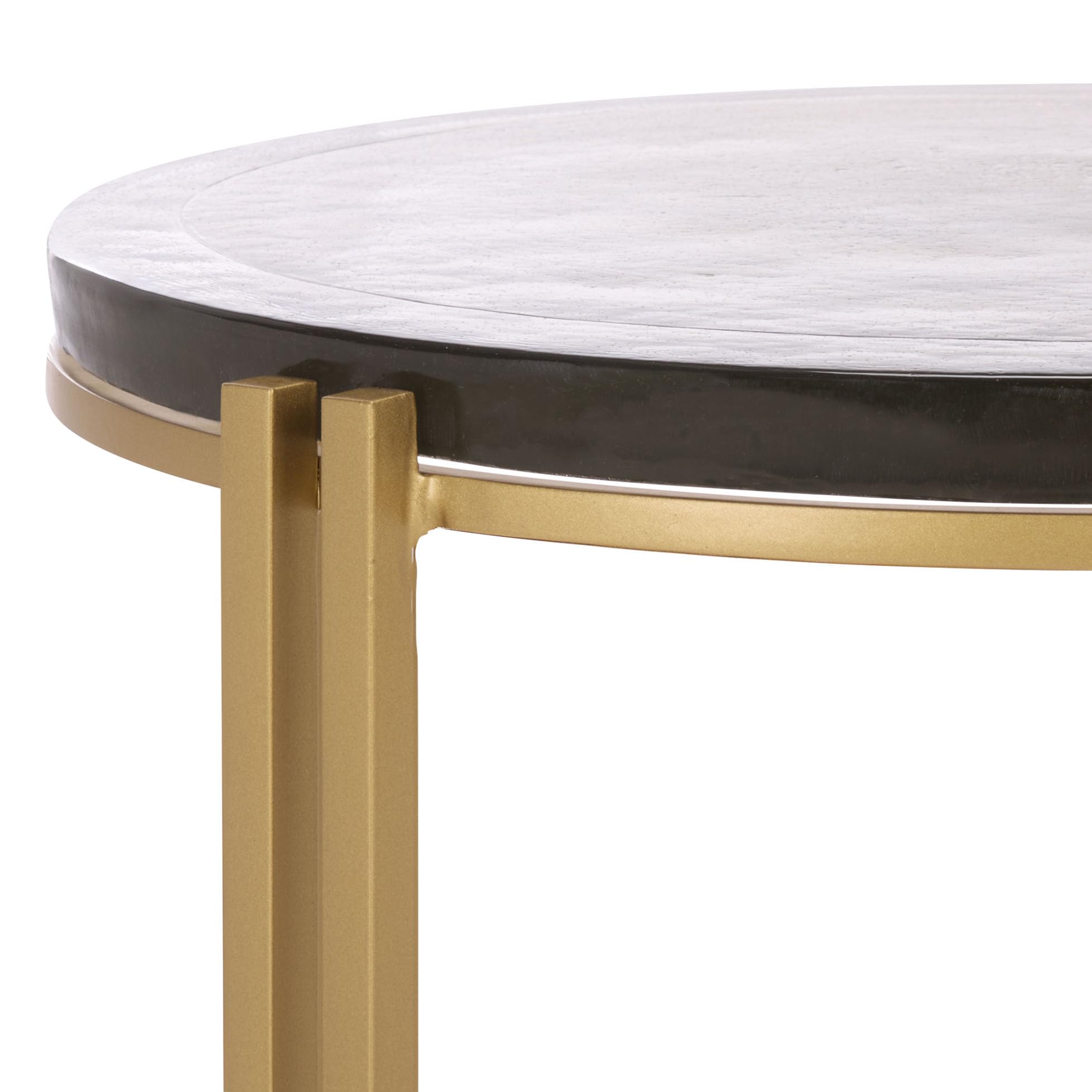 SAFAVIEH Couture Collection - Levitt Cast Glass Top Accent Table, Sculptural Modern Side Table, Brass Finish Base, Fully Assembled (SFV7916A)