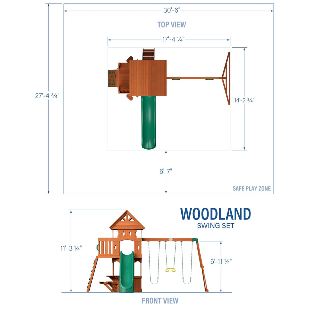 Backyard Discovery Woodland Cedar Wood Swing Set with Wave Slide, Clubhouse, Rock Wall, Snack Bar Station, Benches, Belt Swings, Trapeze, Half Door, Balcony, Step Ladder, Outdoor Playset