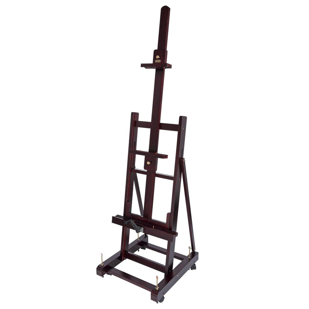 SoHo Urban Artist Pro Table Easel - Wooden Easel with Mahogany Finish, Adjustable Height to 100", Holds Canvases Up to 64", Tabletop Easels for Painting with Crank System and Casters
