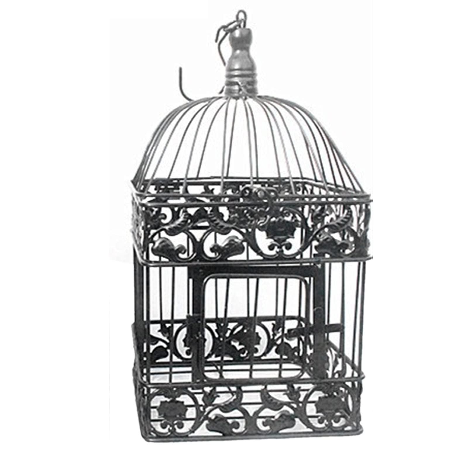 QTBH Universal Birdcage Bird Carrier Fashion Wedding Birdcage Iron Home Decoration Square Bird Cage Custom Decorative Cage Black White Parrot Cage Outdoor Bird Aviary (Size : Large)