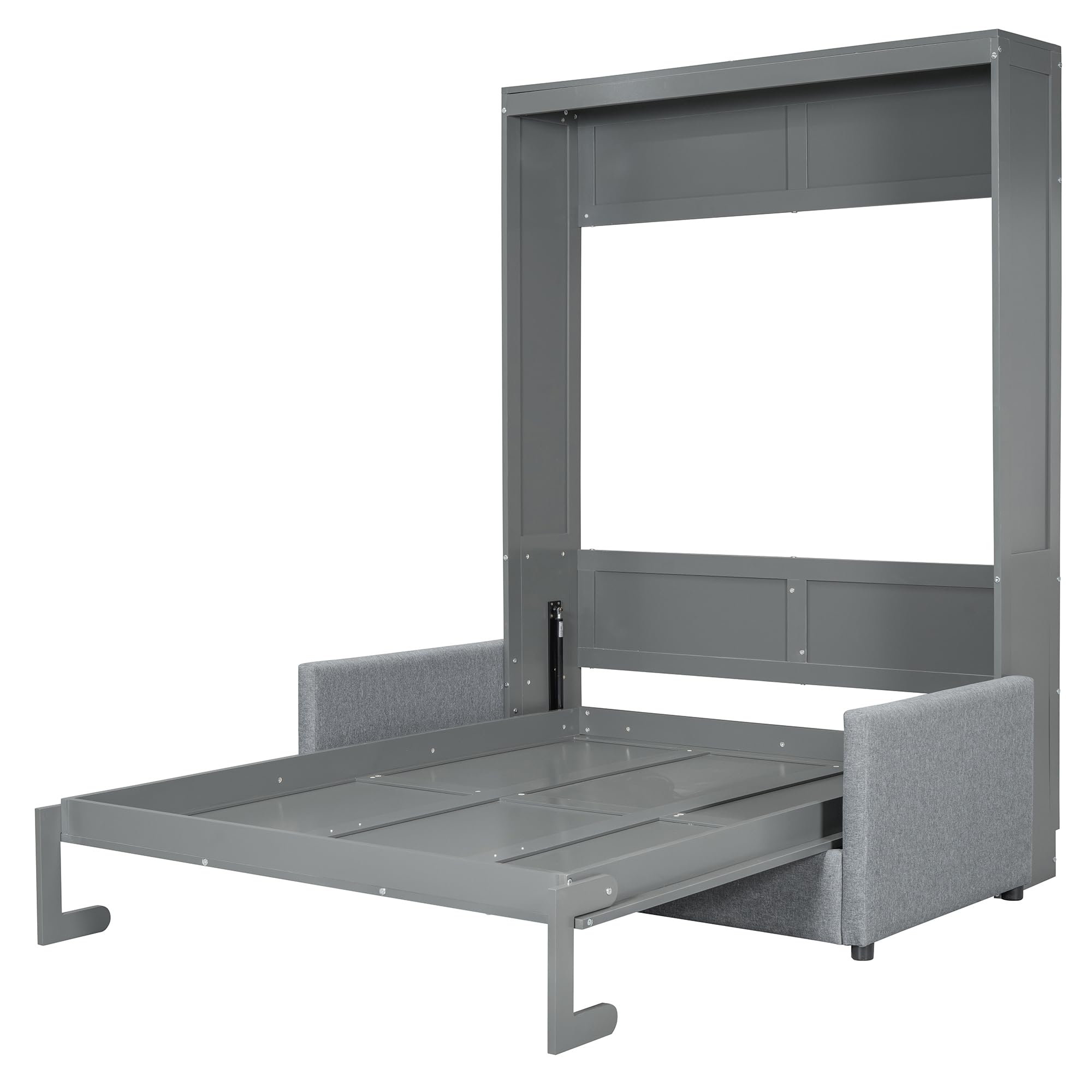 Merax Full Size Murphy Bed, Wood Multi-Function Wallbed with Sofa, Wooden Slat Support for Kids, Teens, Adults, Gray