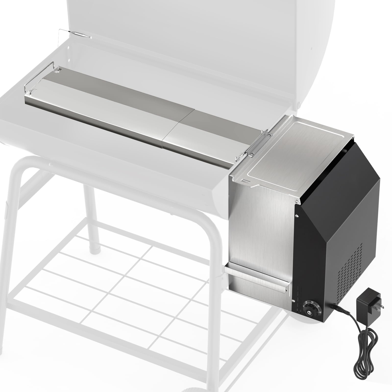 Gravity Smoker Side Firebox Retrofit kit for Char Griller Fire Box Charcoal Barrel Grill Part for Master Forge Chargriller Offset Wood Pellet Smoker Hopper Outdoor Camping Grilling Cooking Accessories