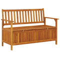 Favemtsl Solid Acacia Wood Storage Bench 47.2 x 24.8 Patio Outdoor Seating with Hidden Compartment Rustic Brown Oiled Finish for Porch Garden Backyard