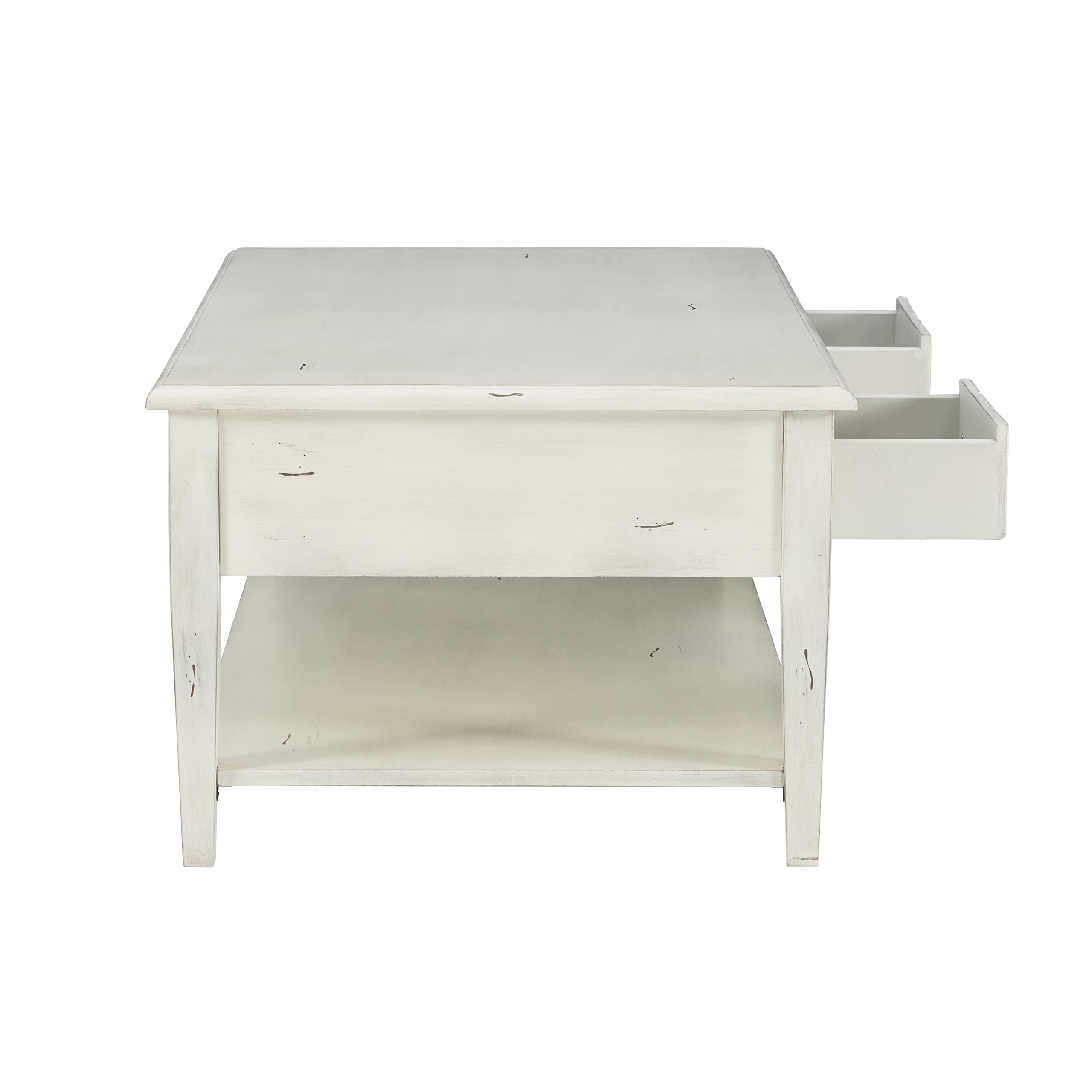 Powell Kelly Cream Coffee Table with Three Pull Thru Drawers and Open Shelf