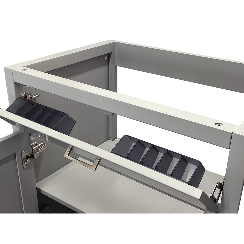 24" Light Grey Bathroom Vanity Base Only – Freestanding Solid Wood Sink Cabinet with Tip-Out Drawer, Shaker Style Storage, No Top or Sink, 24" W x 21" D x 34.5" H