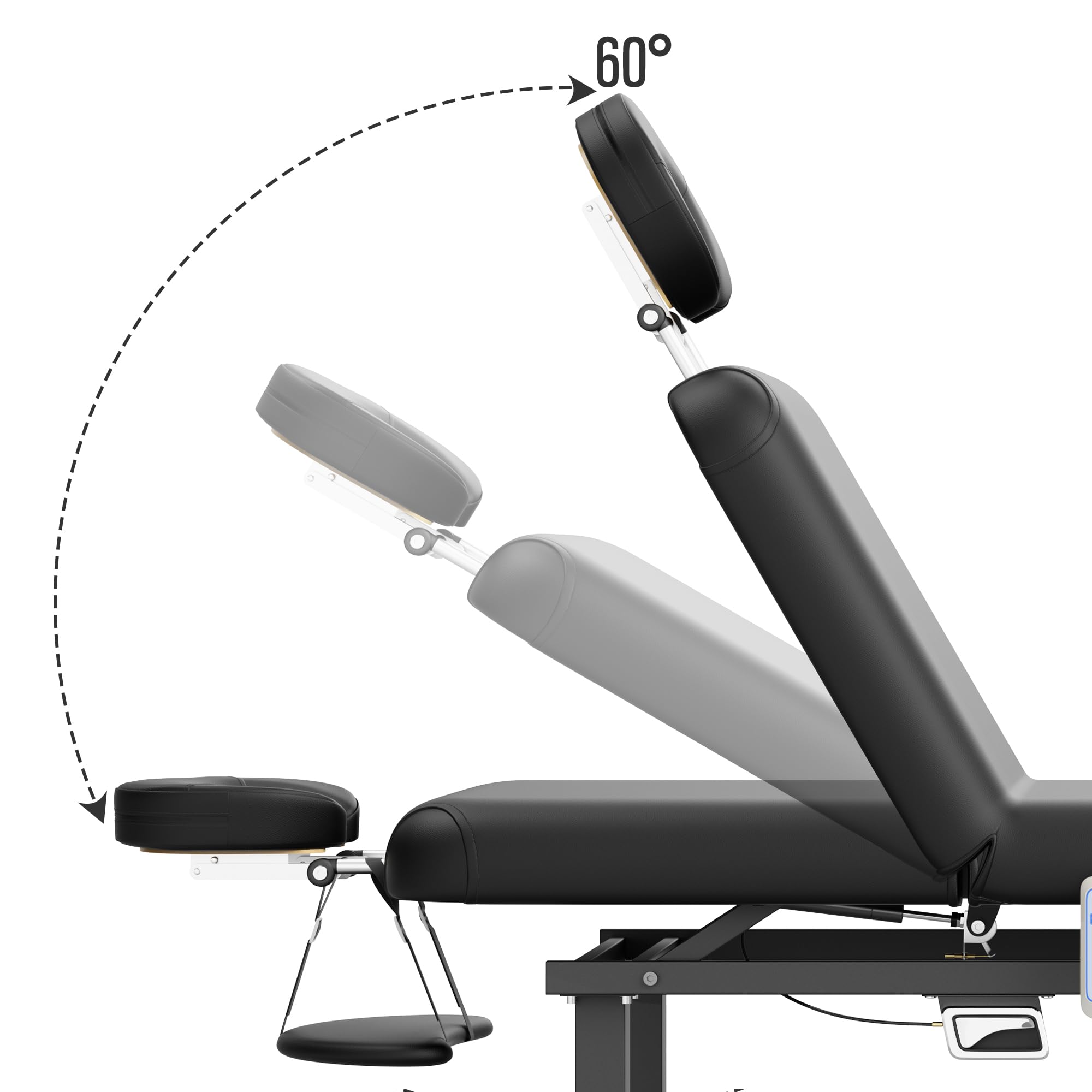 Dolonm Heating Function 30 Wide x 75 Long Heavy Duty Electric Stationary Massage Table with Backrest Adjustable and Storage Space for Treatment/Medical Spa/Facial/Beauty/Massage Bed and More - Black