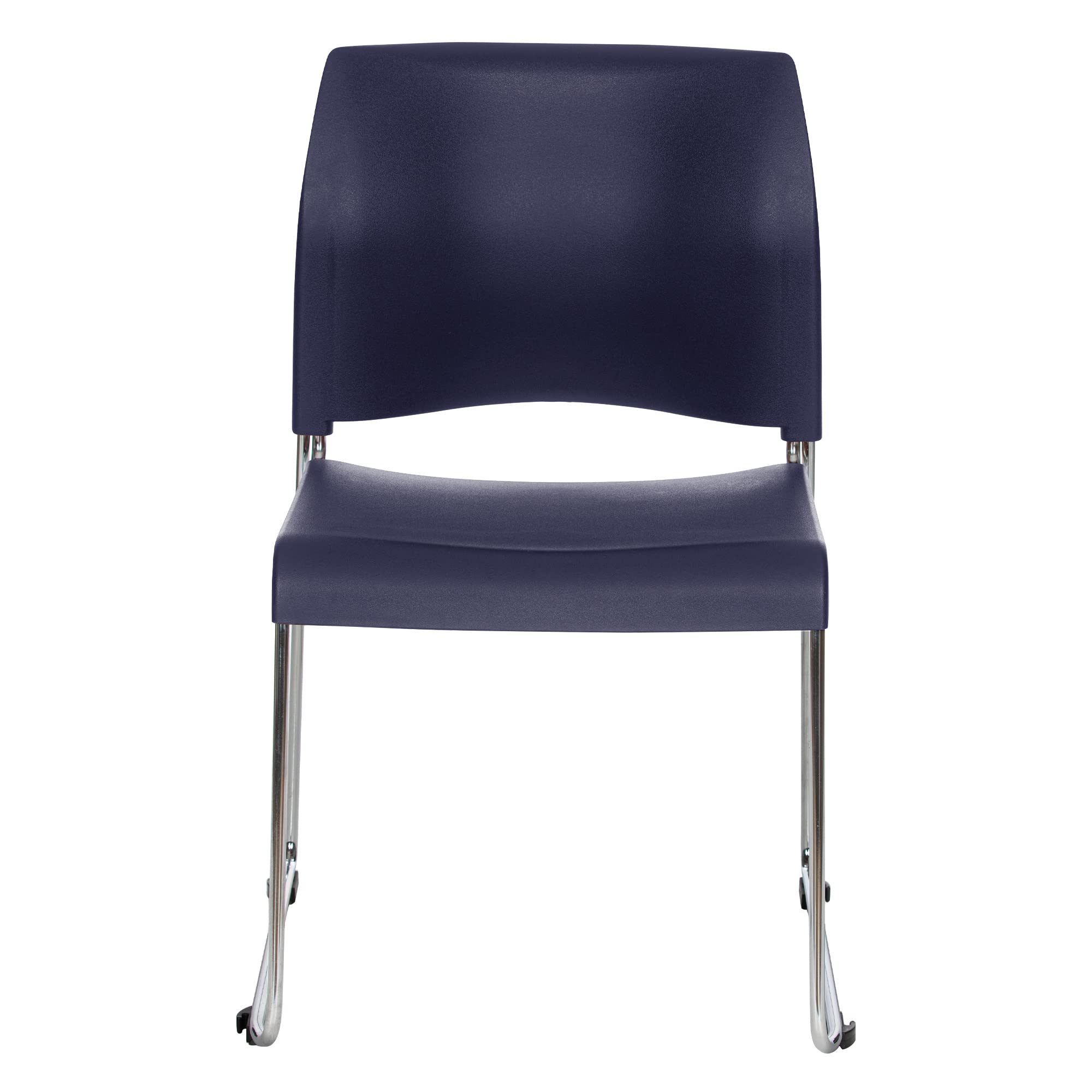 OEF Furnishings OEF8804-11-04/4 Commercial Stack Chair (Hard Plastic Seat and Back, Midnight Blue, Chrome Frame, 4-Pack)
