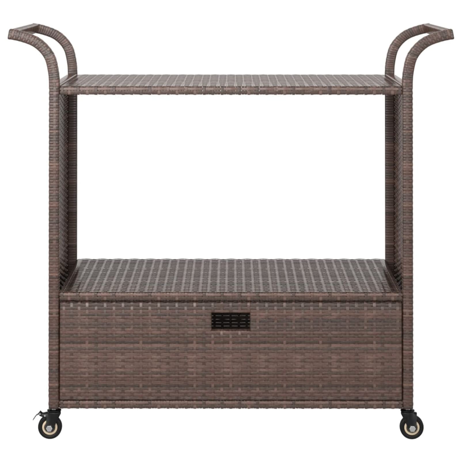 Gecheer Bar Cart with Drawer Brown 39.4"x17.7"x38.2" Poly Rattan 1103206A