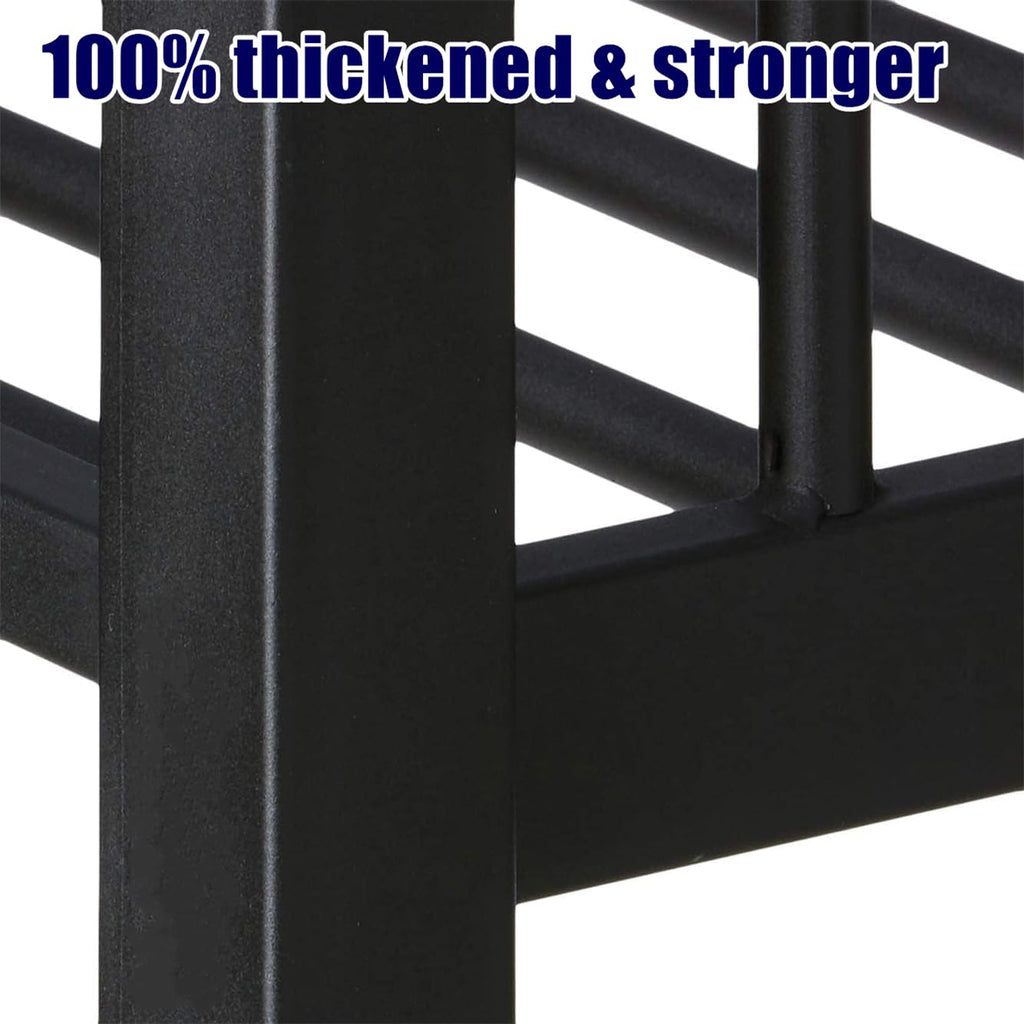 NOAHLEO Stronger & Safer Heavy Duty Metal Queen Over Queen Size Bunk Bed for Adults Teens, More Stable Thickened Steel Bunkbed (Queen Over Queen with Twin Trundle)