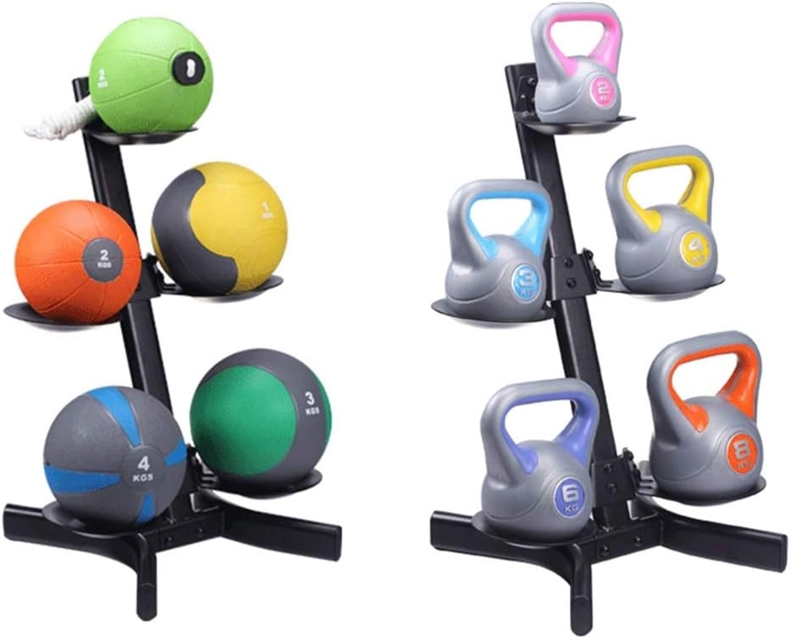 ZYMEN Private Training Gym Kettlebell Rack Kettlebell Medicine Ball Storage Rack High Load-Bearing Tray, Small Footprint Dumbbell Racks (Color : Black, Size : 42 * 39 * 73cm)