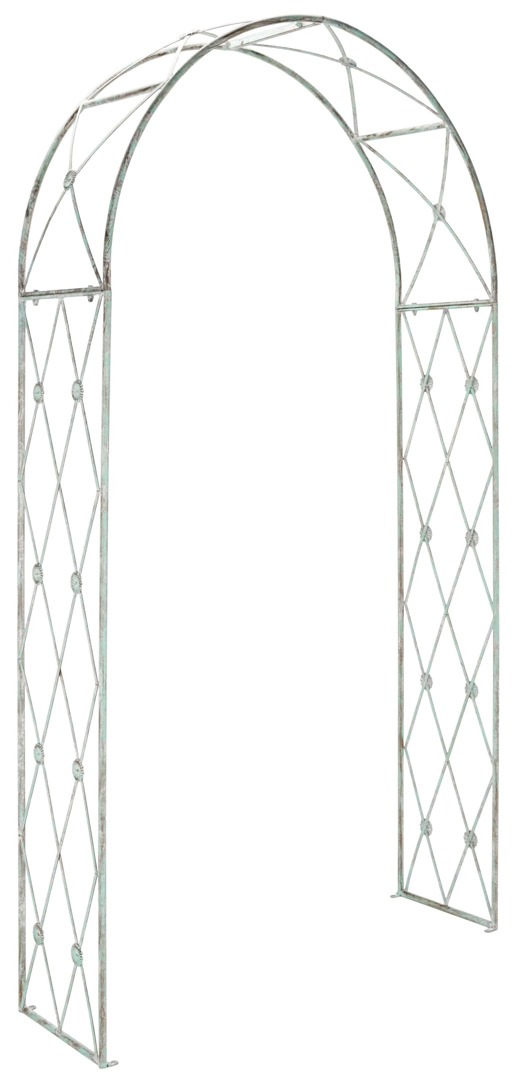 SAFAVIEH Outdoor Collection Atticus Antique Dark Green Wrought Iron Lattice Arch Garden Arbor