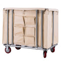 WANGKENSU Commercial Heavy Duty Large Laundry Hamper Sorter Cart with 6 Cloth Bag & 5 Inch Wheels, Stainless Steel & Oxford Cloth, Max Load 150kg (Blue) (Beige)