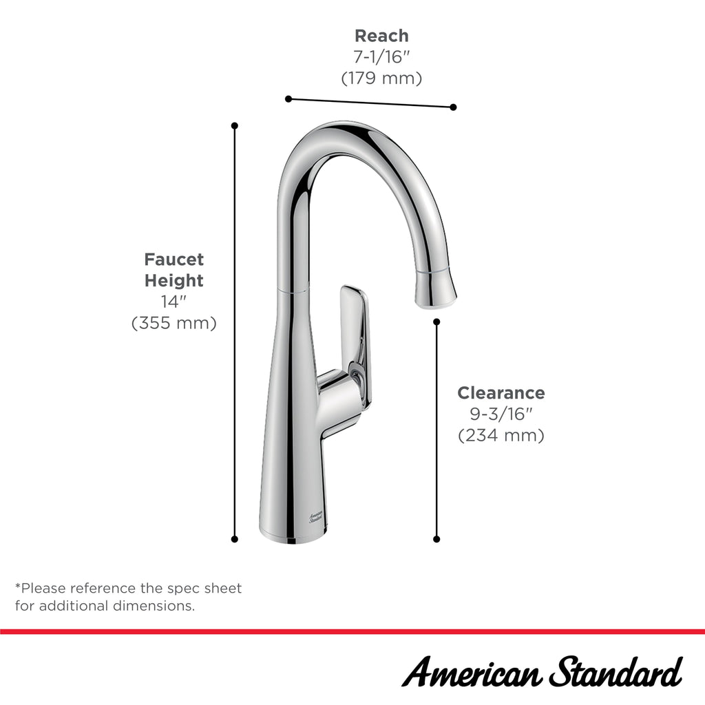 American Standard 1048274240 Aspirations Pull-Down Bar Sink Faucet, 1.8 GPM, Matte Black/Brushed Gold