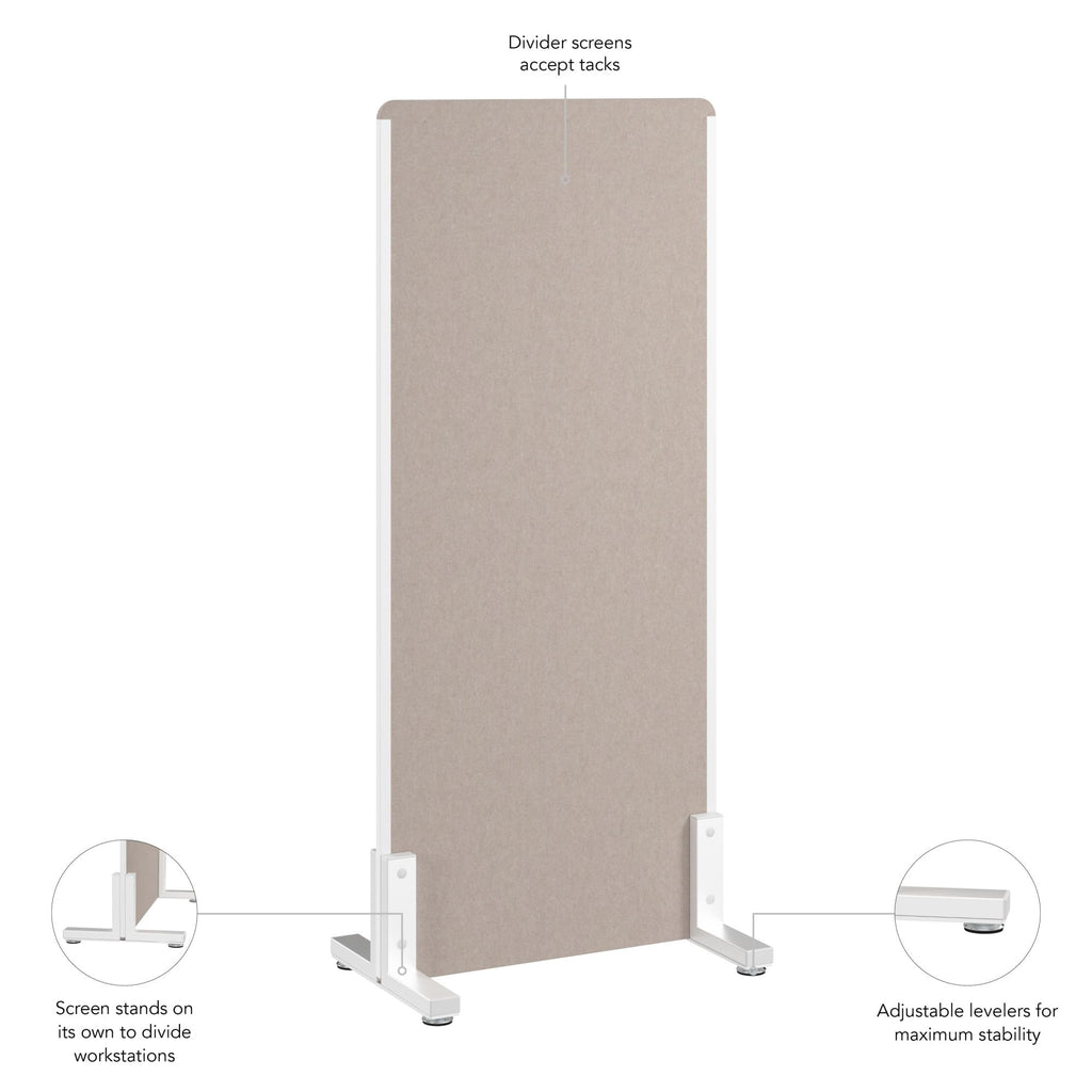 Bush Business Furniture 24W x 55H Freestanding Privacy Screen in Warm Beige, Standing Office Partition with Acoustic Sound Dampening Panel