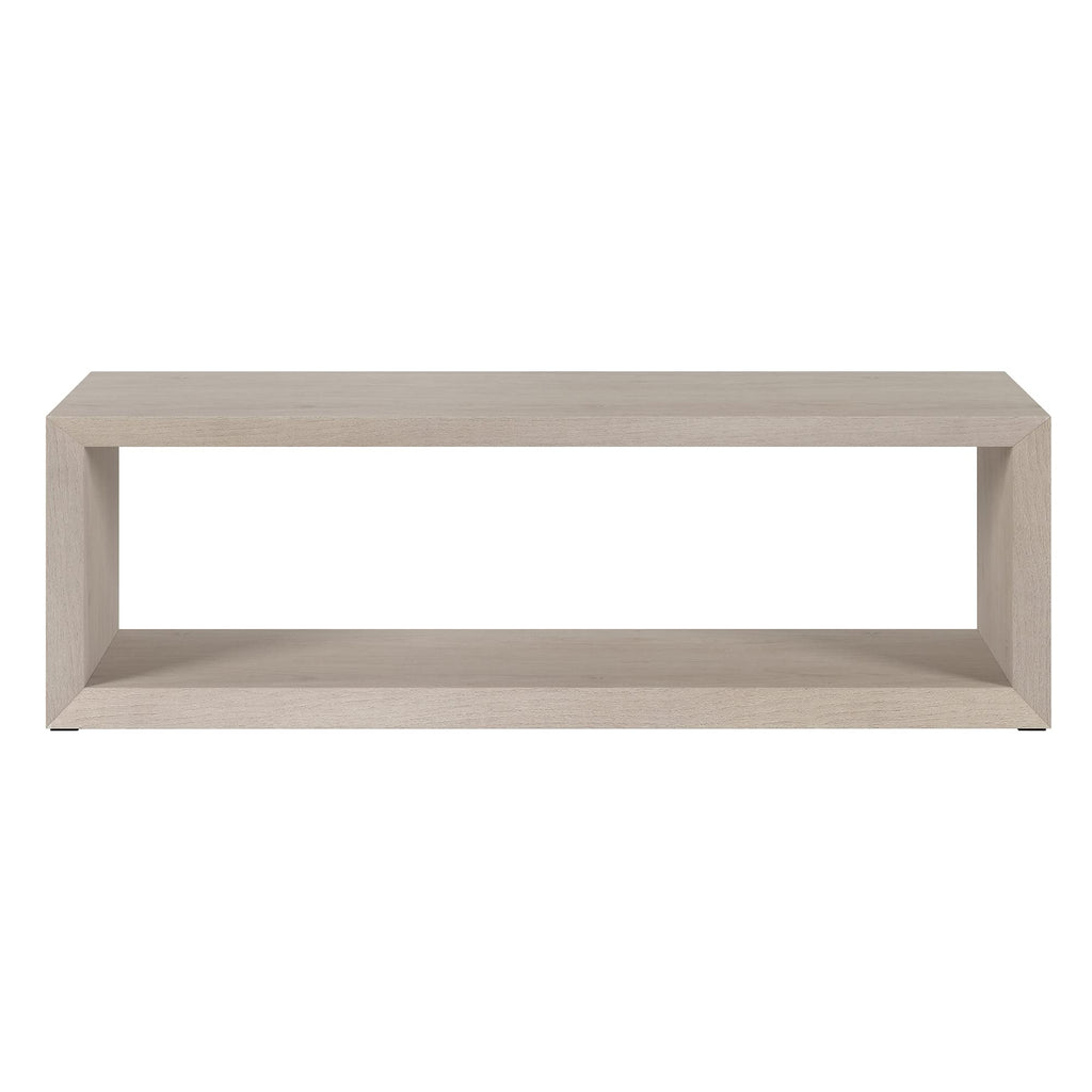 Henn&Hart 58" Rectangular Coffee Table with Open Storage Shelf for Living Room, Family Room, or Office, Beech White