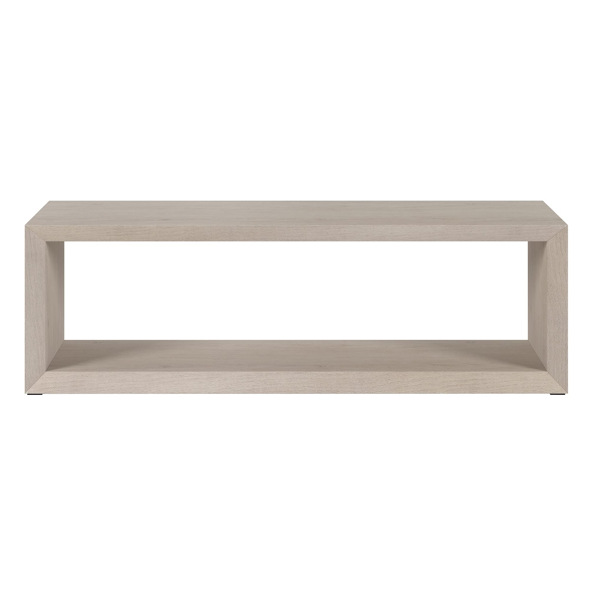 Henn&Hart 58" Rectangular Coffee Table with Open Storage Shelf for Living Room, Family Room, or Office, Beech White