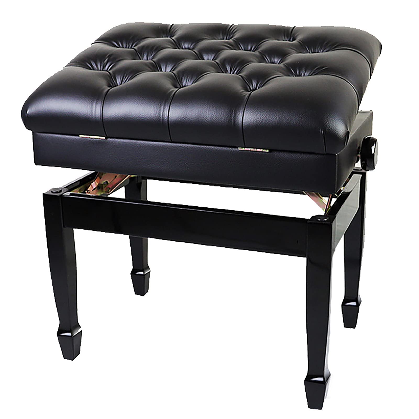 Leather Piano Bench Deluxe with Music Storage Height Adjustable Stool Comfortable Widened Cushion for Home & Professional Use zwart (zwart One Size)