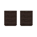 Manhattan Comfort Evelyn Set of 2 Nightstands with Full Extension Drawers, Minimalist Bedside Table with Rounded Corners and Raised Base, Modern Night Stand for Bedroom, or Living Room in Brown