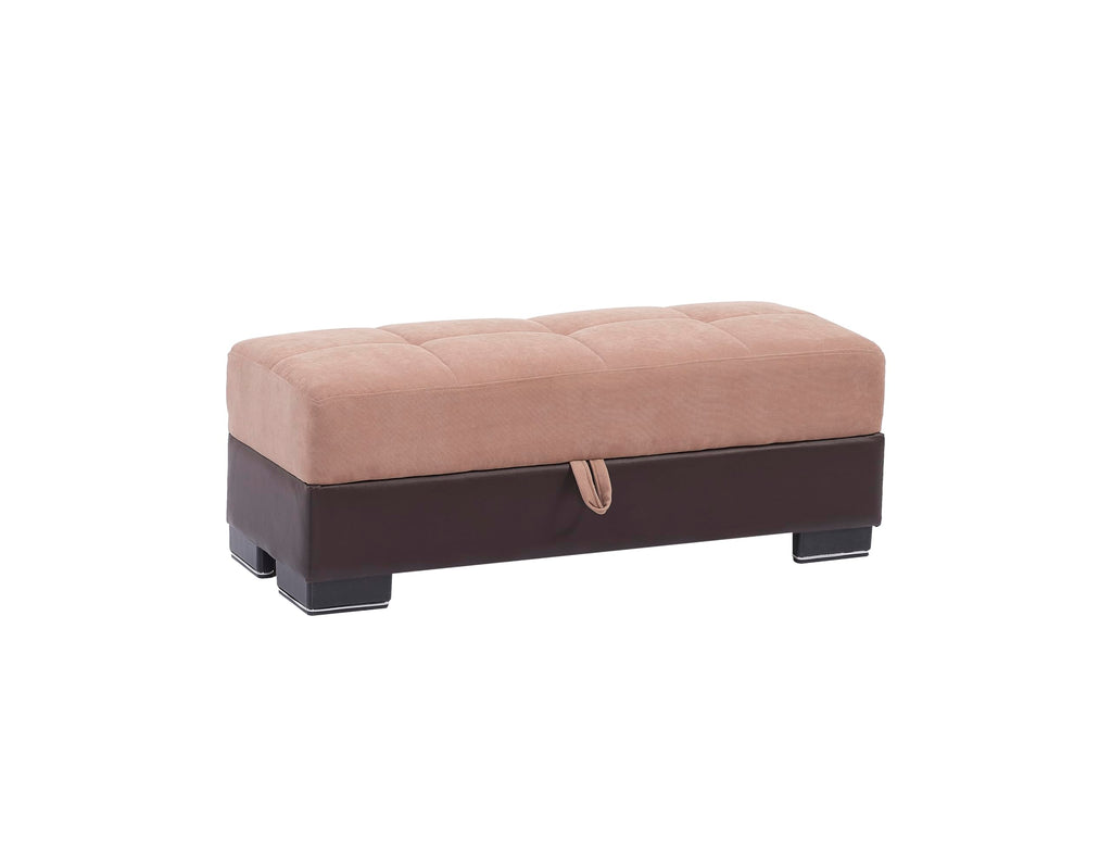 Ottomanson Convertible Storage Ottoman Bench with Lift-Top – Rectangular Bedroom End-of-Bed Storage Bench for Blankets, Living Room Footrest & Extra Seating, Beige