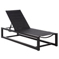 SAFAVIEH Outdoor Patio Furniture Collection – Logan Black & Black Aluminum Lounger, Adjustable Modern Outdoor Reclining Chaise (PAT7561A)