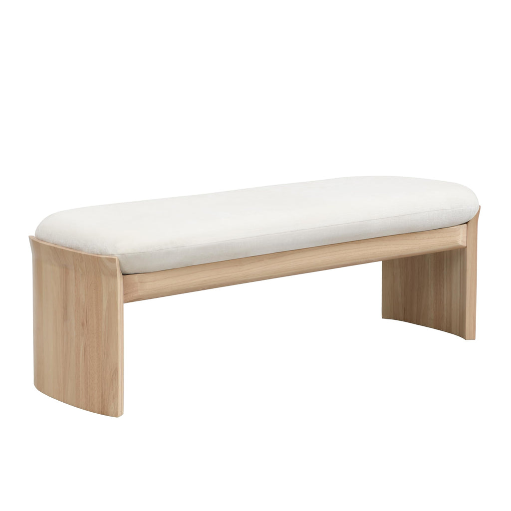 Christopher Knight Home Paxton Fabric Upholstered Ottoman Bench, Rectangular Foot Stools Ottoman, Entryway Wood Ottoman Footrest, Bedroom End of Bed Footstool,Living Room Sofa Extra Seat,Beige+Natural