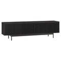 Henn&Hart Fluted TV Stand for TVs up to 75" with 2 Open-Concept Ribbed Storage Cabinets for Living Room, Family Room, or Office, Natural Black