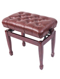 FKTHYO Piano Stool Soft Genuine Leather Piano Stool Adjustable Music Piano Bench,with Solid Hard Wood Construction,55 x 34 x 47-57CM,Mahogany
