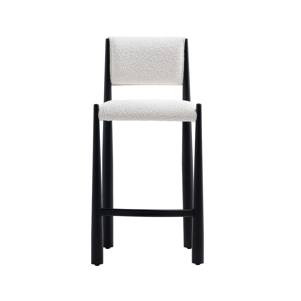 Manhattan Comfort Lennor Counter Height Stools for Kitchen and Dining Room, Upholstered in Boucle Fabric, Island Chairs with Metal Frame, Padded Backrest, Fully Assembled Furniture, Cream