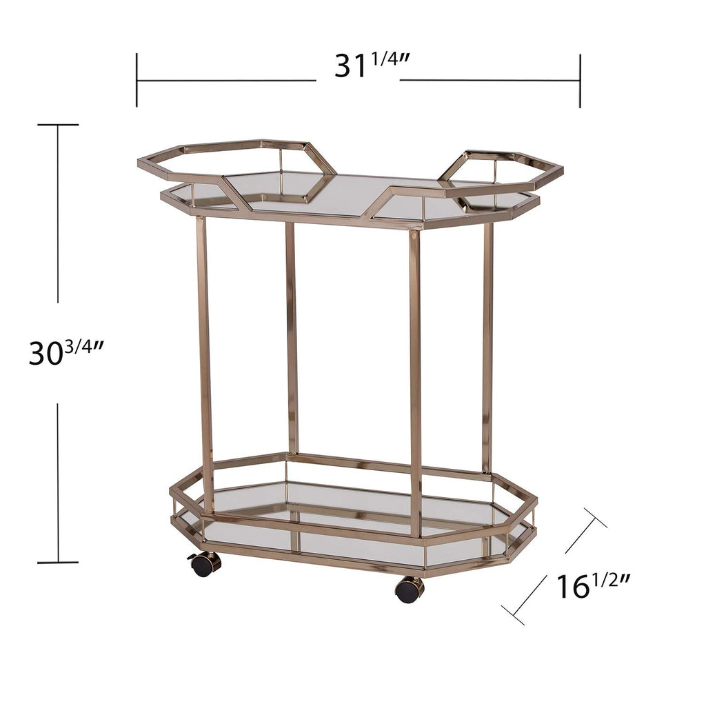 SEI Furniture Ari Art serving cart, Champagne with mirror (AMZ1102ZH)