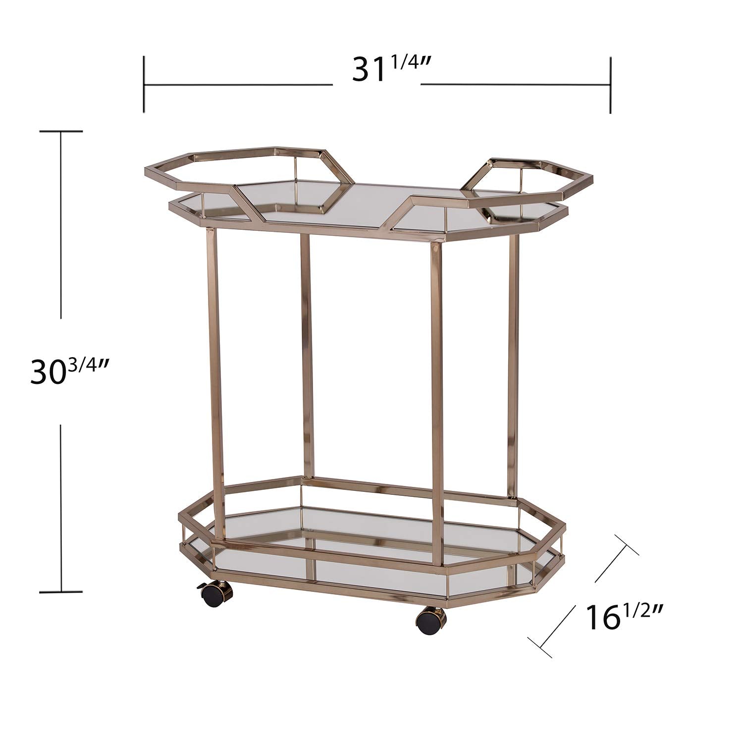 SEI Furniture Ari Art serving cart, Champagne with mirror (AMZ1102ZH)
