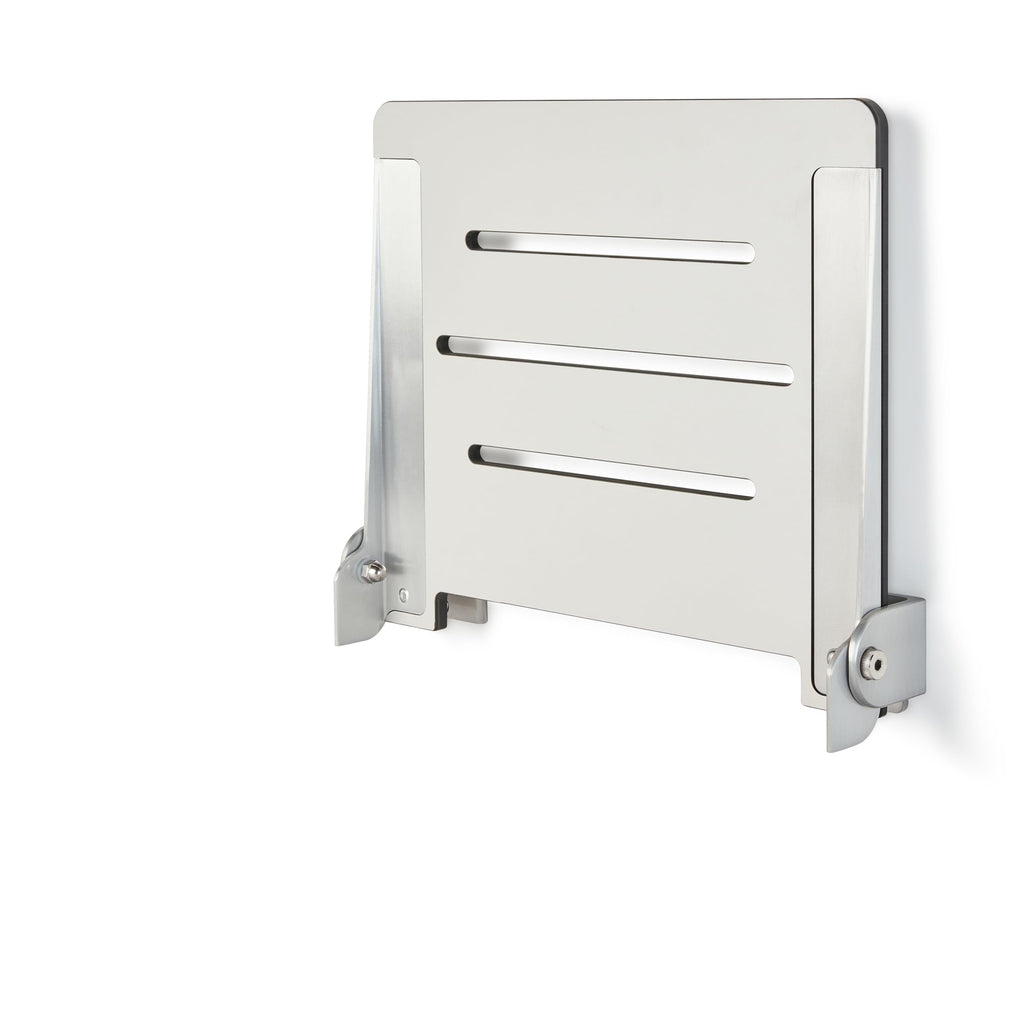 Seachrome 18 inch Silhouette Slimline Folding Wall Mount Shower Bench Seat, Light Gray Seat with Silver Frame