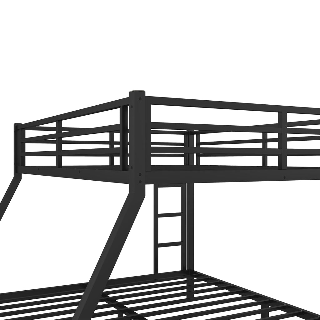 Bellemave Queen Over King Bunk Bed for Adults, Queen Over King Bunk Beds Frame with 2 Side Ladder and Full Length Guardrail, Easy Assemble Bunkbeds, Noise Reduced, Mattress Not Included, Black