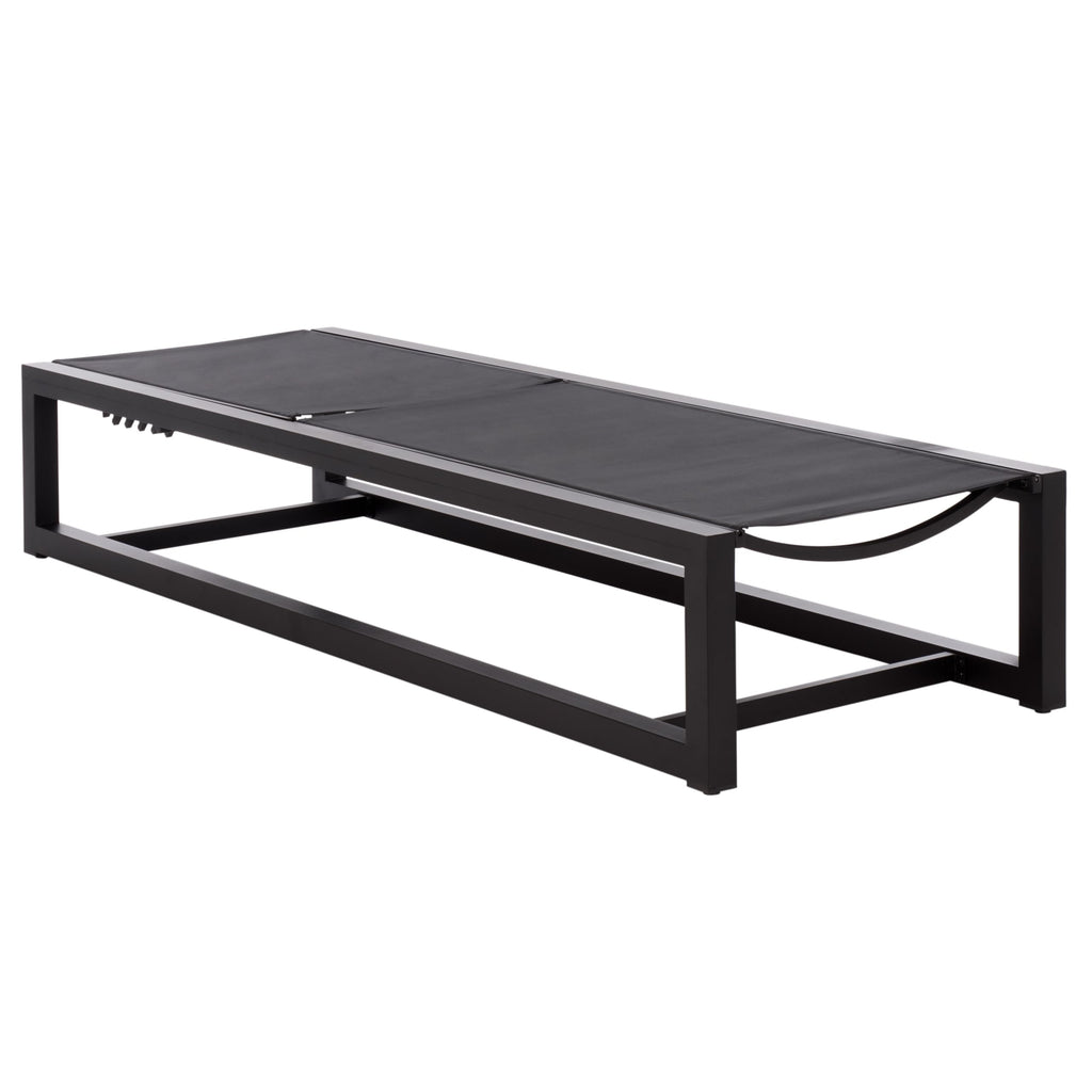 SAFAVIEH Outdoor Patio Furniture Collection – Logan Black & Black Aluminum Lounger, Adjustable Modern Outdoor Reclining Chaise (PAT7561A)