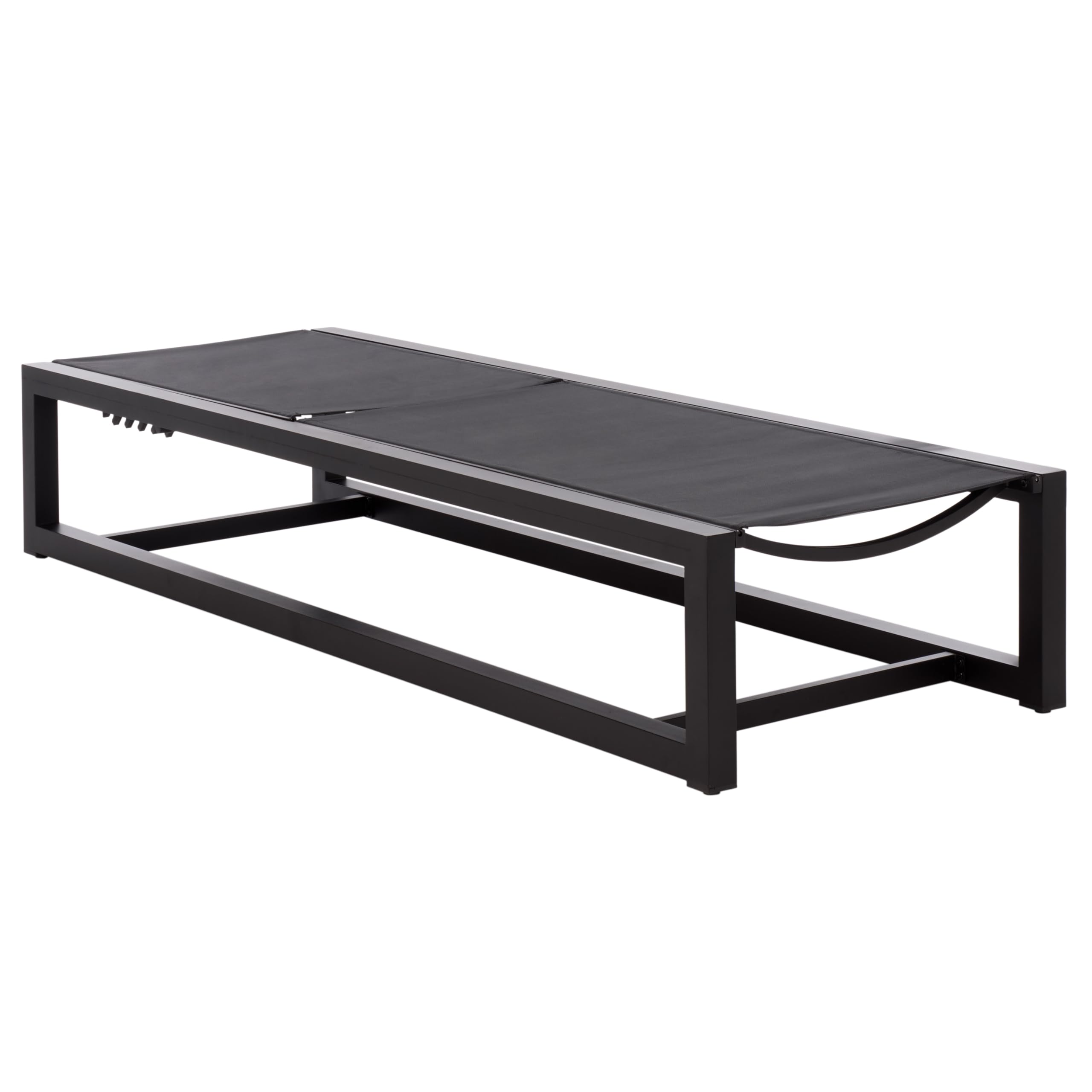SAFAVIEH Outdoor Patio Furniture Collection – Logan Black & Black Aluminum Lounger, Adjustable Modern Outdoor Reclining Chaise (PAT7561A)