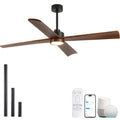 60 Inch Outdoor Smart Ceiling Fan with Light for Patio Damp Rated -High CFM Propeller 4 Wood Blades for Large Room, Rustic Farmhouse, Alexa/Tuya App/Remote Control, Quiet DC Motor, Porch, Gazebo