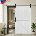 S&Z TOPHAND® 50in x 84in MDF Barn Door with 10FT Sliding Door Hardware Kit, Solid Barn Door Slab Covered with Water-Proof PVC Surface.（White）