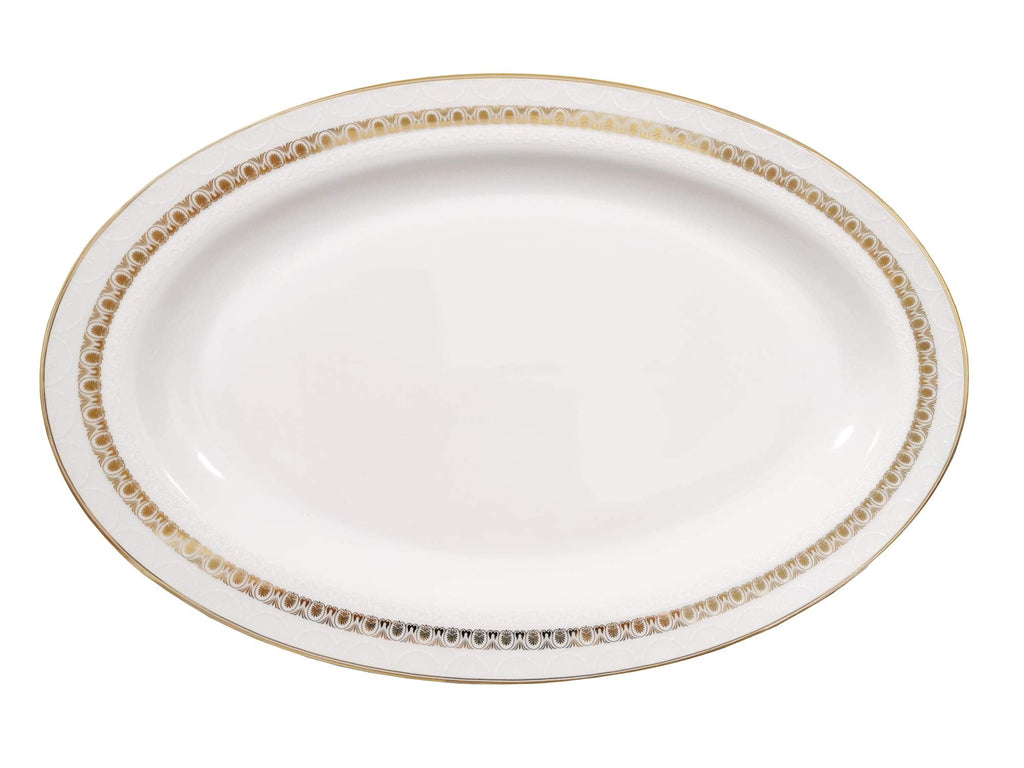 Stylish and Elegant 57 Pieces Bone China Dinnerware Set Service for 8 People - Gold