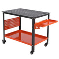 Portable Heavy Duty Welding Table – Steel Workbench Cart, 36"x24" Tabletop with 5/8" Holes, Tool Storage, Wheels & Brakes, Orange, for Shop or Garage