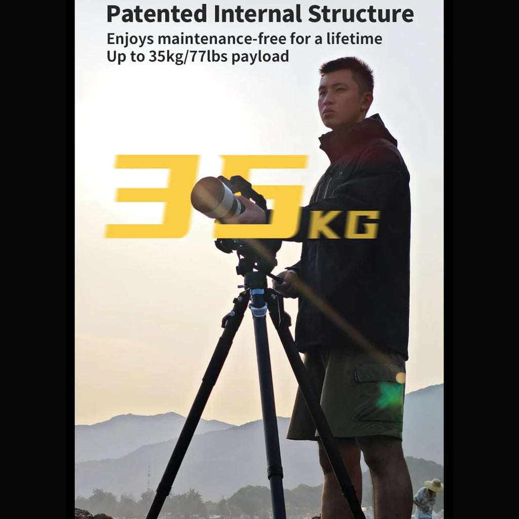 YC Onion PINETA Peak Carbon Fiber Tripod with Coconut 75mm Bowl Head, 35kg/77lbs Payload with Bowl Head, Adjustable Legs, One Step Release Travel Camera Tripod for Mirrorless, DSLR